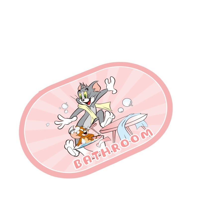 Cartoon Animal PVC Non-Slip Door Mat Household Absorbent Bathroom Mat Oval Diatom Mud Carpet Rubber Bathmat for Home Use