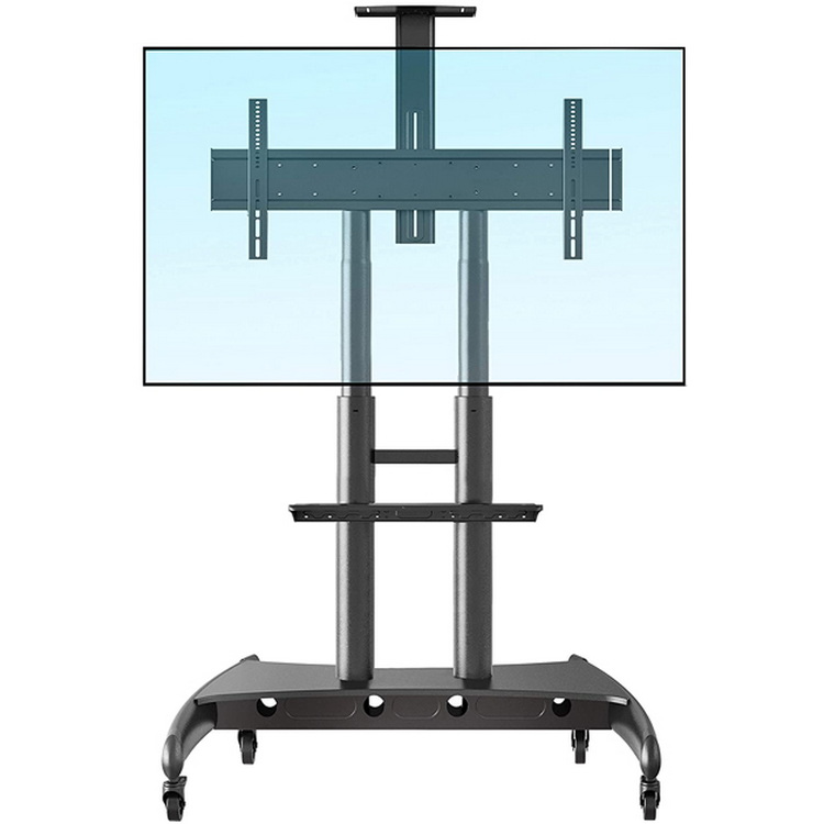 Factory in stock big size movable TV LCD stand mobile TV trolley cart for 50 -80" flat-panel TV with wireless control