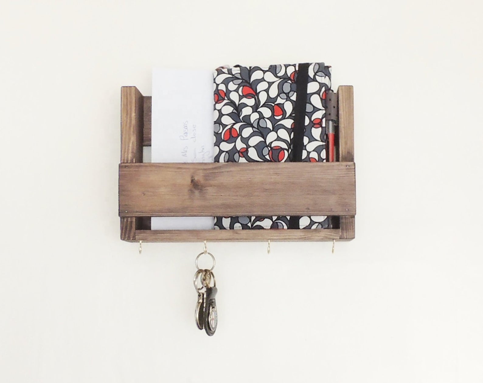 wooden letter rack, mail holder, rustic decor