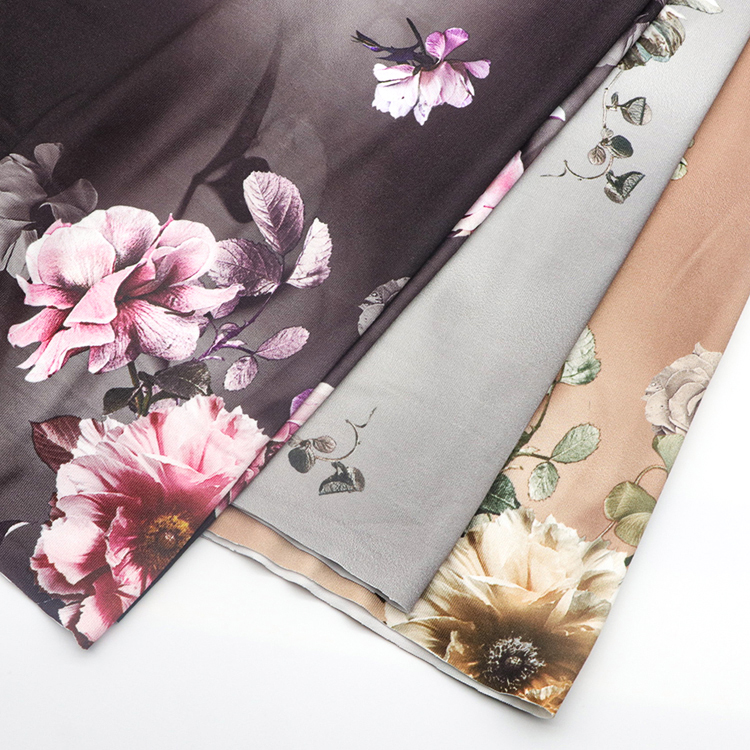 No MOQ custom floral flower design in stock eco friendly polyester spandex digital print fabric