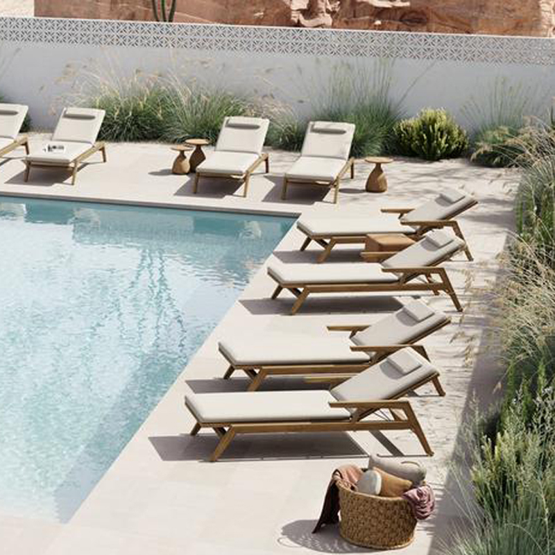 Popular Outdoor Solid Wood Waterproof Swimming Pool Chair sun Lounger Garden Patio Sunbed sun Loungers