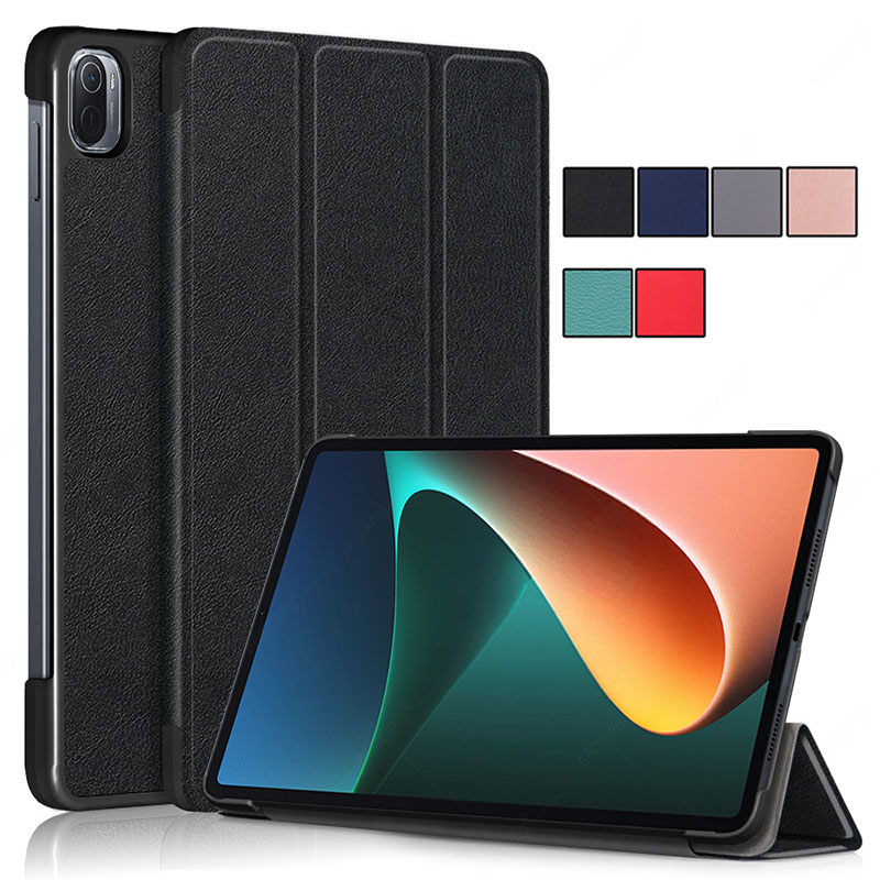 Three Fold Stand Case For Xiaomi Pad 5 2021 New Cover With Smart Sleep Wake Protective shell For Xiaomi Mi Pad 5 Pro Flip Case