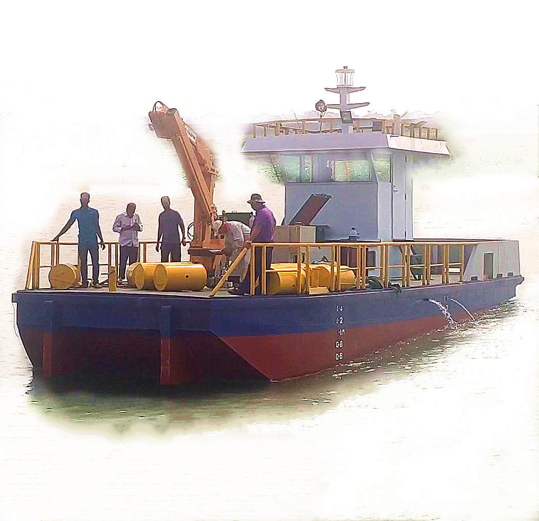 Engineering Tug Boat Crane Boat with 5t Capacity crane for sale