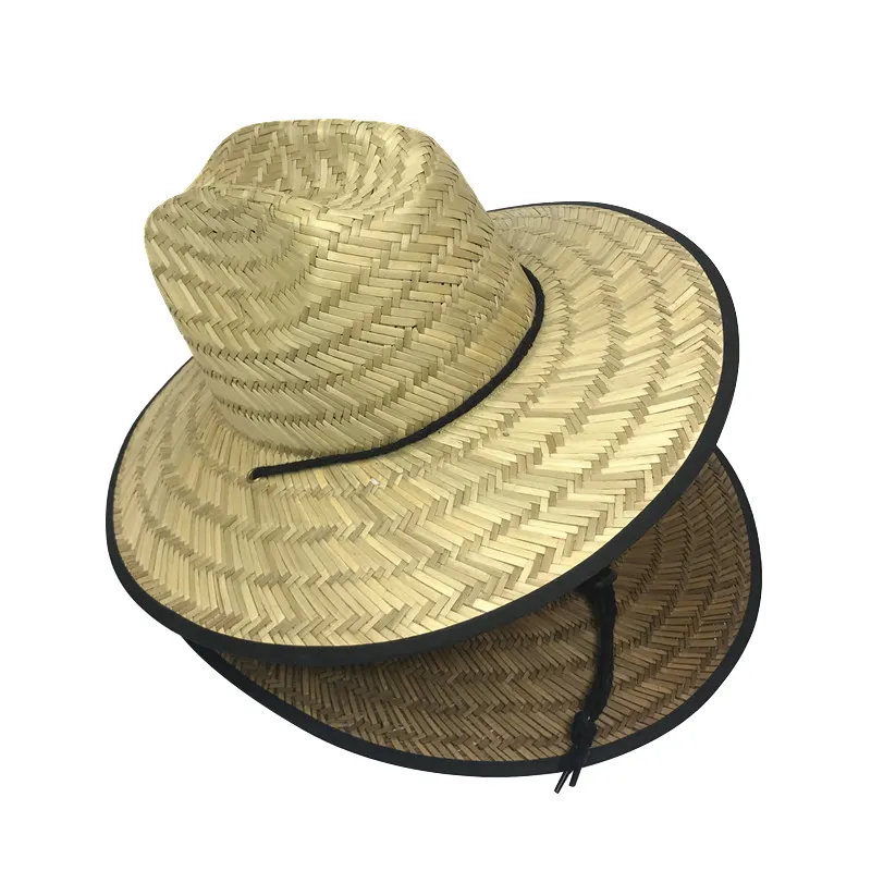 Wholesale summer custom chapeau fishing men America sombrero beach surf lifeguard straw hats caps with logo