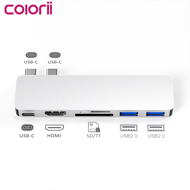 Адаптер Colorii DC6HS для Macbook Pro с дисплеем Thunderbolt 3 4K, USB A Data SD TF для Apple Macbook Air M1 2020