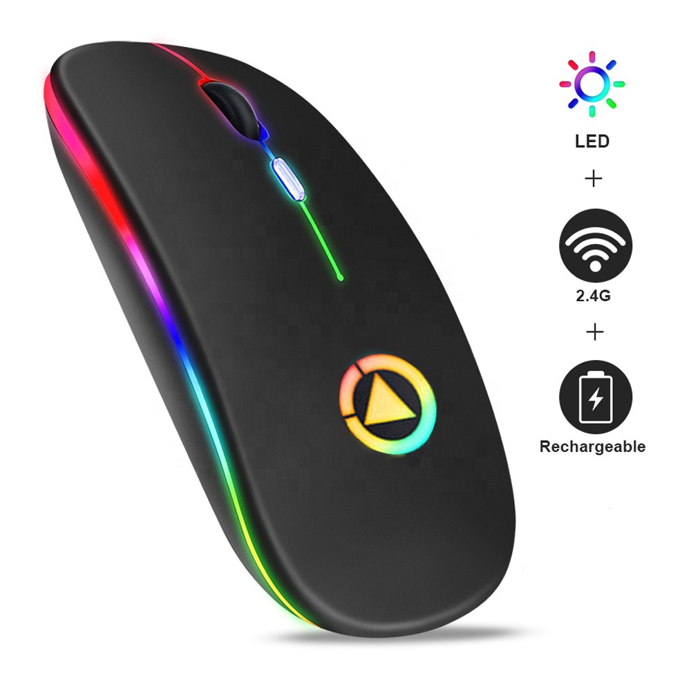 Mini Rechargeable Mouse Wireless Ultra-Thin Silent Mute LED Lights Computer Laptop Rechargeable Wireless Mouse