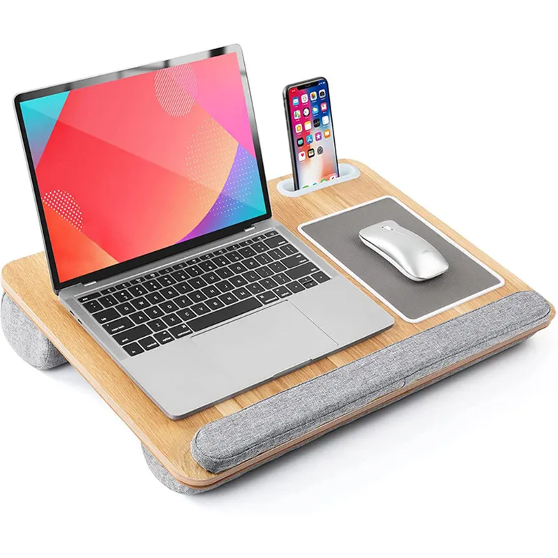 Portable Custom Bamboo Adjustable Study Lap Desk Laptop Table With Cushion