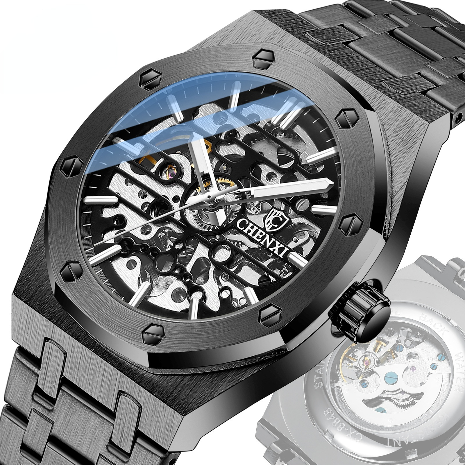 Fashion Classic Stainless Steel Strap Automatic Mechanical New Custom Luxury Men's Watch