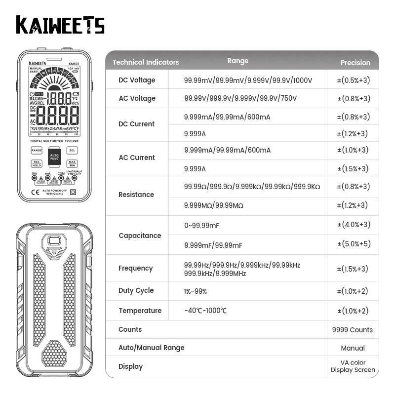 Kaiweets цифровой Интеллектуальный мультиметр, эксклюзивная запатентованная поддержка OEM & ODM мультиметр, дистрибуция и оптовая продажа бесплатных образцов