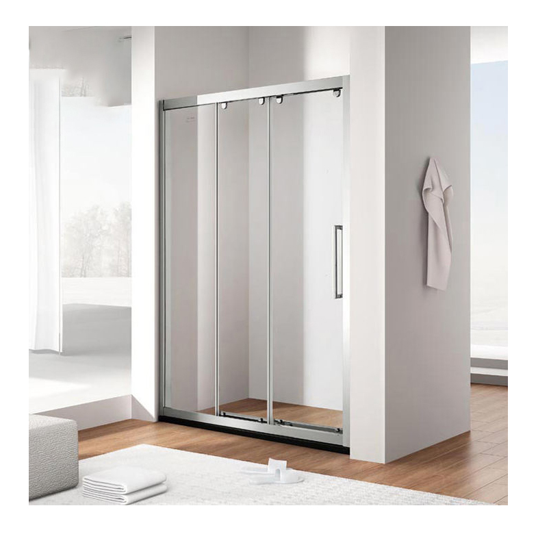 High-end Minimalist Bathroom Design Corner Walk-in Shower Cabin Glass Sliding Door Shower Room