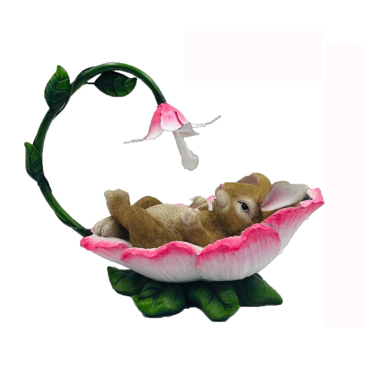 Polyresin Outdoor Solar Powered Lights Resin Crafts Animal Garden Statue Light Garden Decor