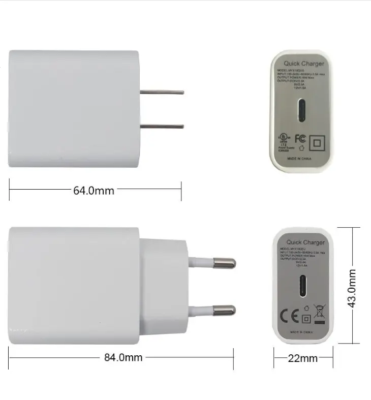 Оптовая продажа 5в 3A/9в3A/15в3A 65 Вт USB Тип C PD настенное зарядное устройство для ноутбука Тип USB-C адаптер питания