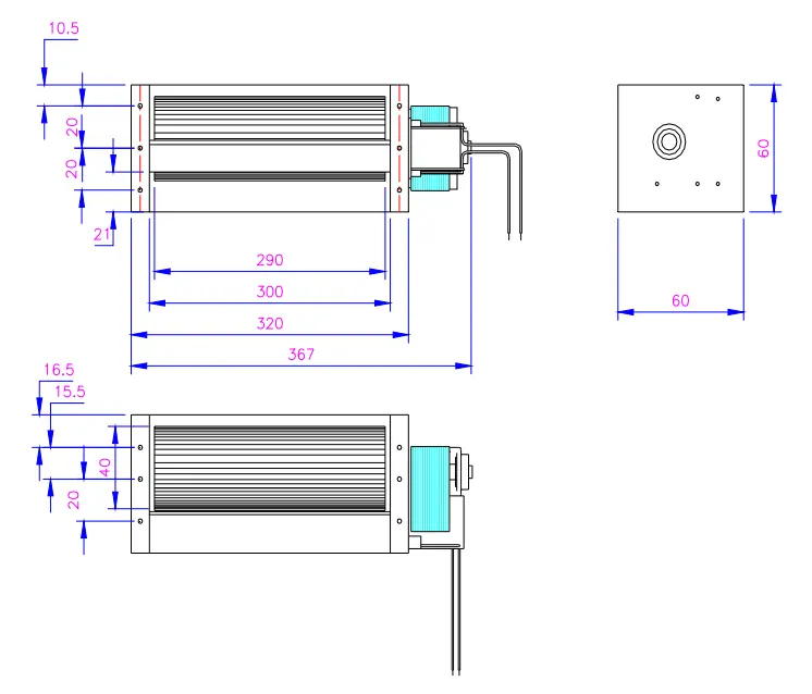 Large air volume low noise aluminum blade fan AC 40*290110V220V cross-flow fan centrifugal fan