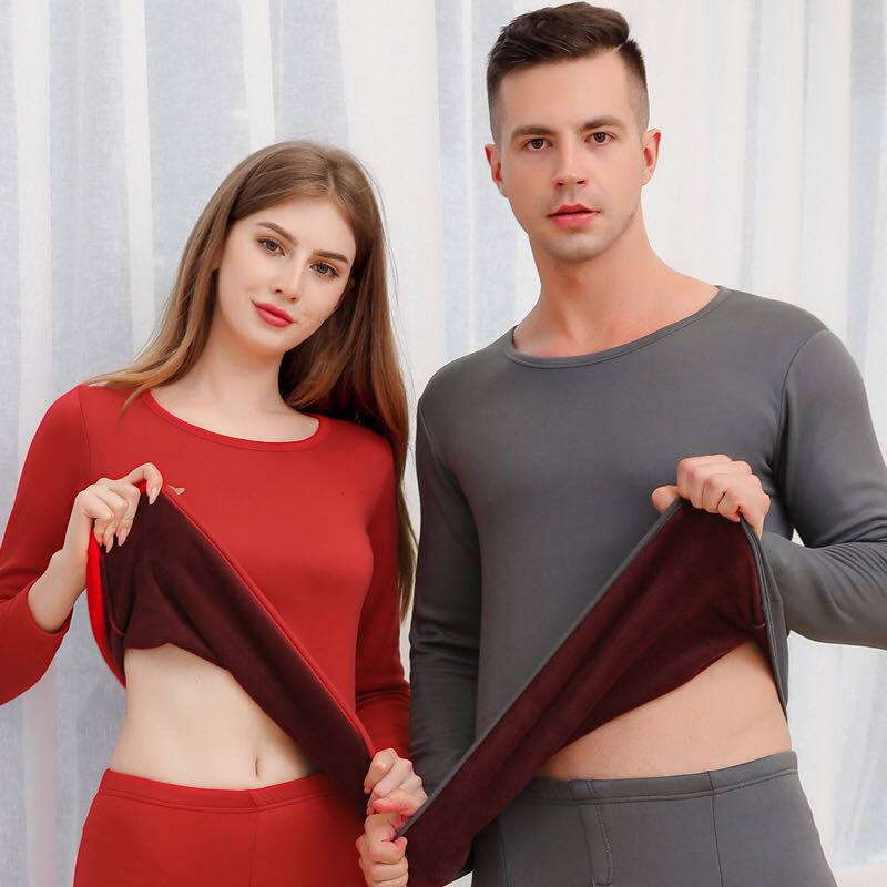 High Quality Winter Velvet Thick Warm Layered Pajamas Set Long Johns Thermal Underwear Set For Men Woman