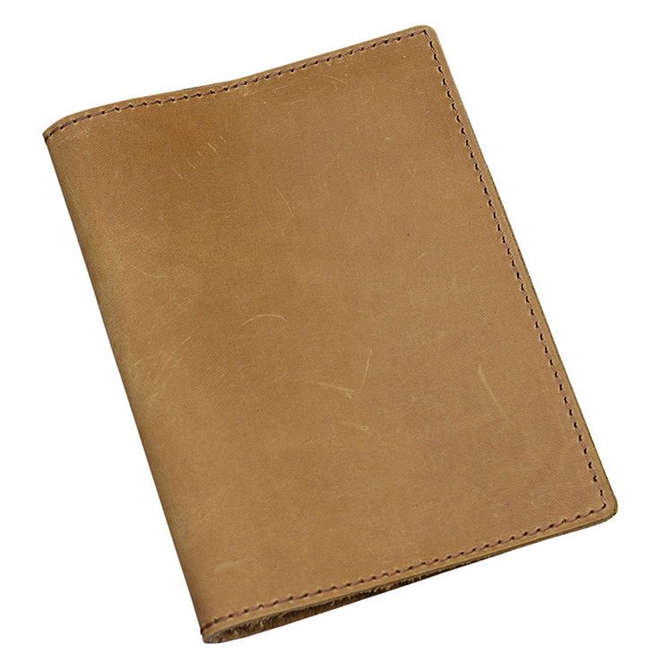Hey Wing High Quality Light Brown Crazy Horse Genuine Leather Journal Cover with Pocket