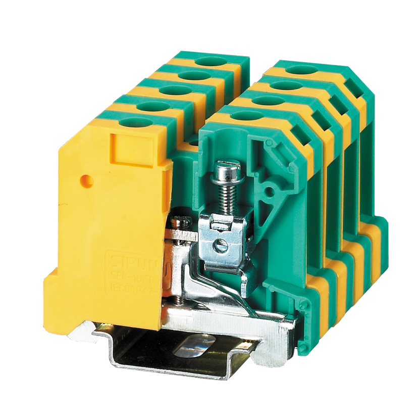 SEK-16JD зажимный винт латунь 16mm2 заземления клеммный блок для Din Rail панель крепление Универсальный сделано PE разъем
