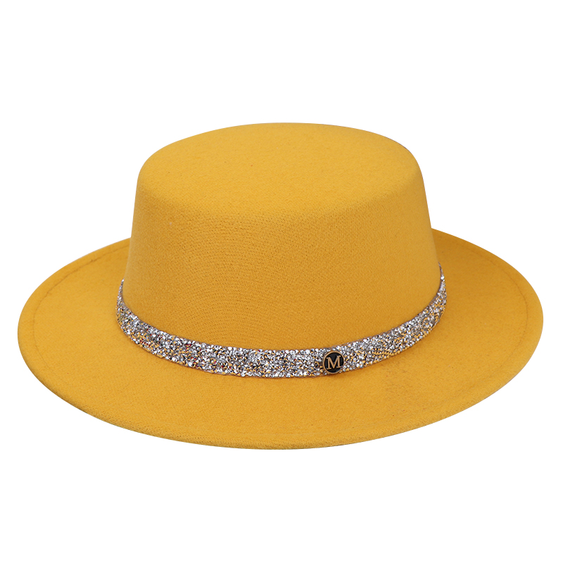Flat top crystal chain M standard two-color edging new fashion popular custom wholesale etiquette hats top hats