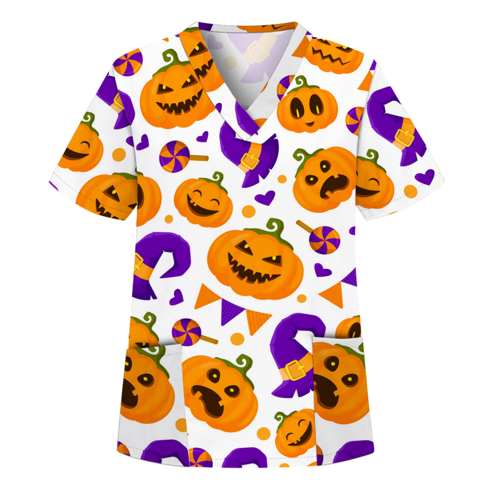 Women pet care center nurse cute cartoon halloween christmas scrubschristmas scrub topscrub tops