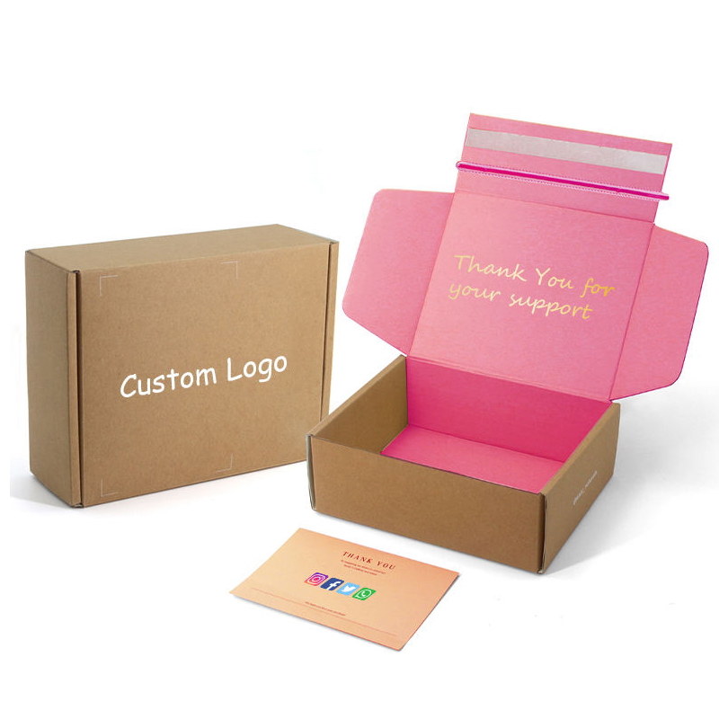 Mailer boxes Custom printing Logo Shipping Corrugated Folding Box With Self Adhesive Zipper Mailing Gift Box