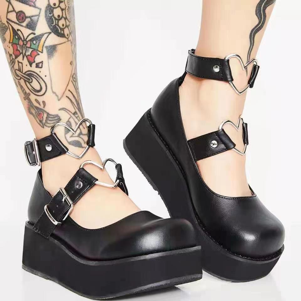 2021 New Arrivals Spring Women's Leather Shoes Retro Thick Sole Chunky Heel Women Casual Shoes Big Size Buckle thick bottom