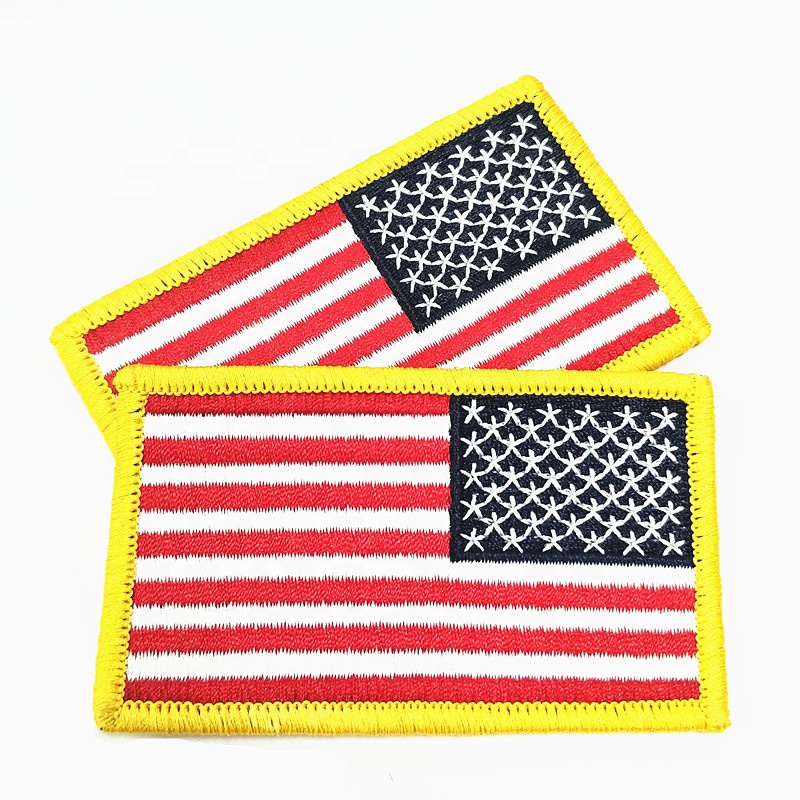 9cm wide 100% embroidery USA flag hook and loop backing patches