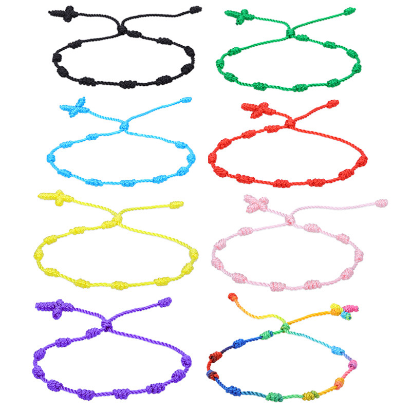 Amazon Hot Selling Multi Color Tie the Knot Adjustable Braided Bracelet Friendship Red String Knot Woven Bracelet for Women Men