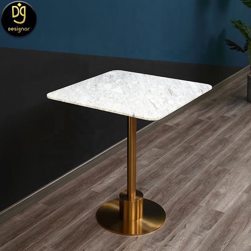 DG modern for living room coffee tables set stainless steel metal stool round white marble gold side table