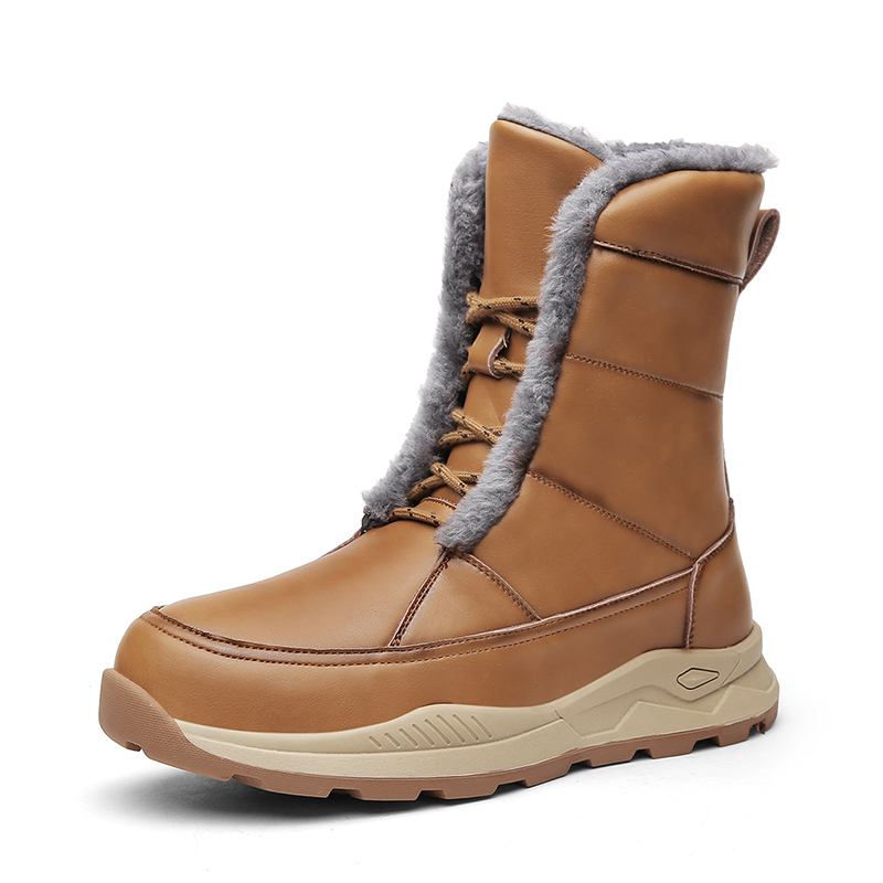 High quality Genuine Leather Tall Warm Men's Boots Cold Snow Outdoor Shoes Men Hiking