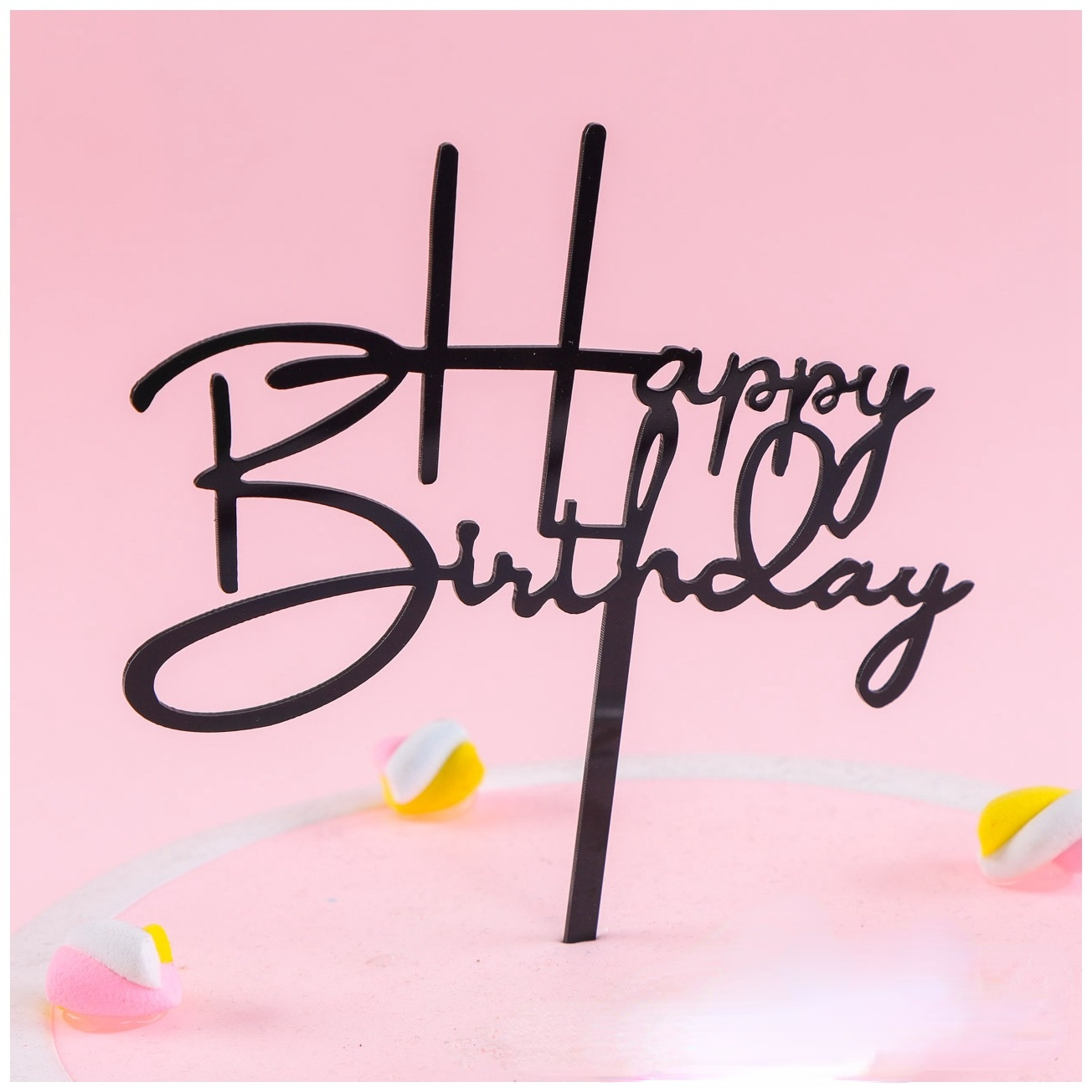 Novelties 2021 New Birthday Party Supplies Birthday Cakes Decoration Gold Cupcake Plugin Happy Birthday Acrylic Cake Toppers