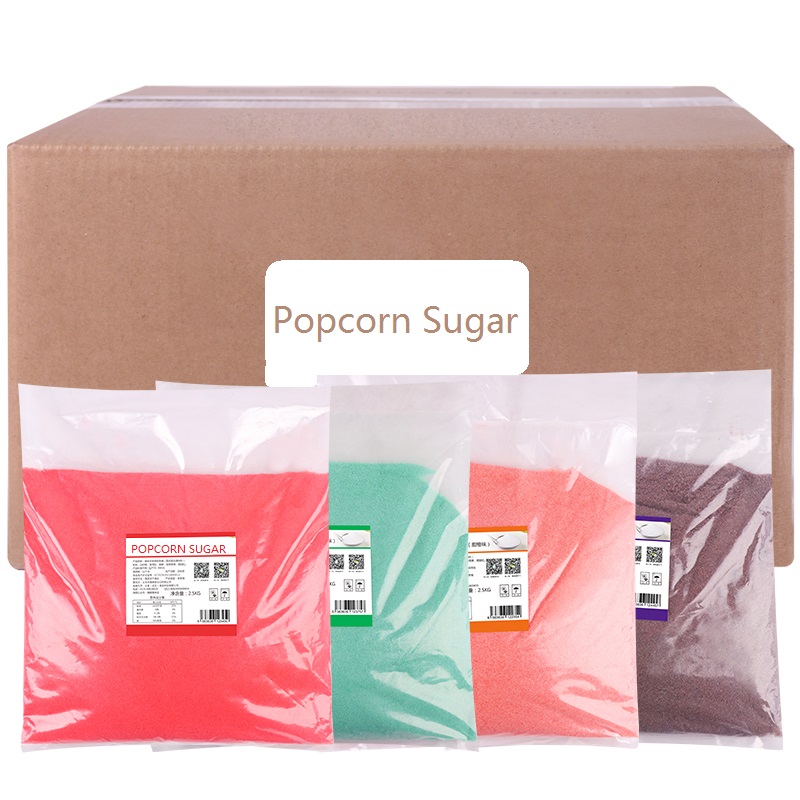 caramel milk flavoured popcorn sugar with color red chocolate brown for popcorns