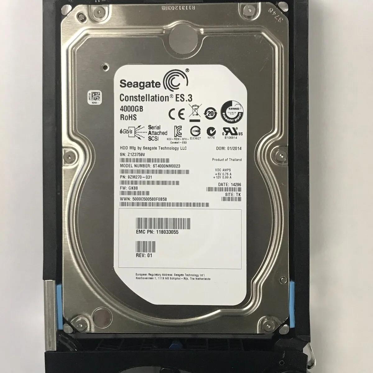 Brand EMC 005052485 4T 6Gb SAS 7.2K HDD VX-VS07-040 Hard Disk Vnxe1600 N5-PS07-040 for VNX5500 VNX5700 VNX7500