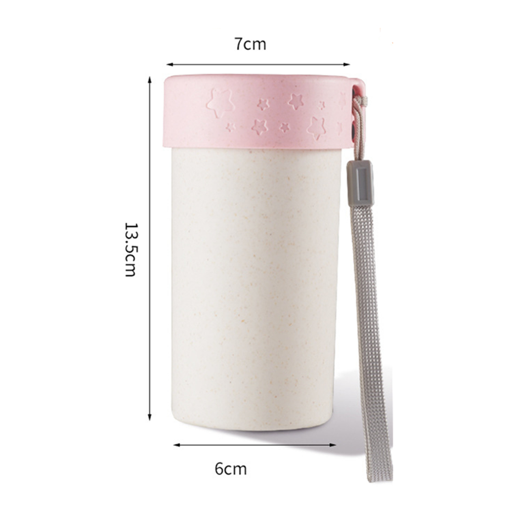 BPA FREE Lightweight eco-firendly takeaway wheat fiber vacuum cup with handle strap