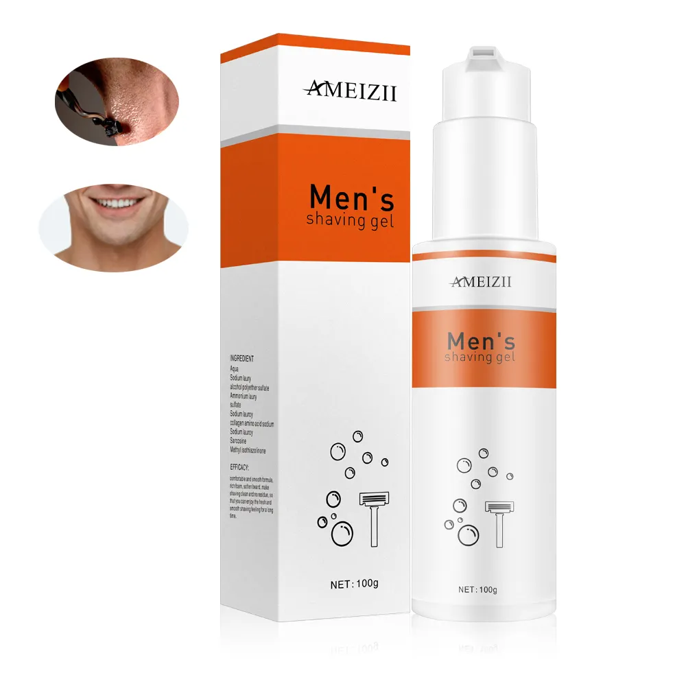 Custom Logo Men's Shaving Gel Facial Hair Trimming Gel Para Afeitar Beard Remover Cream Face Moisturizing Natural Shaving Cream