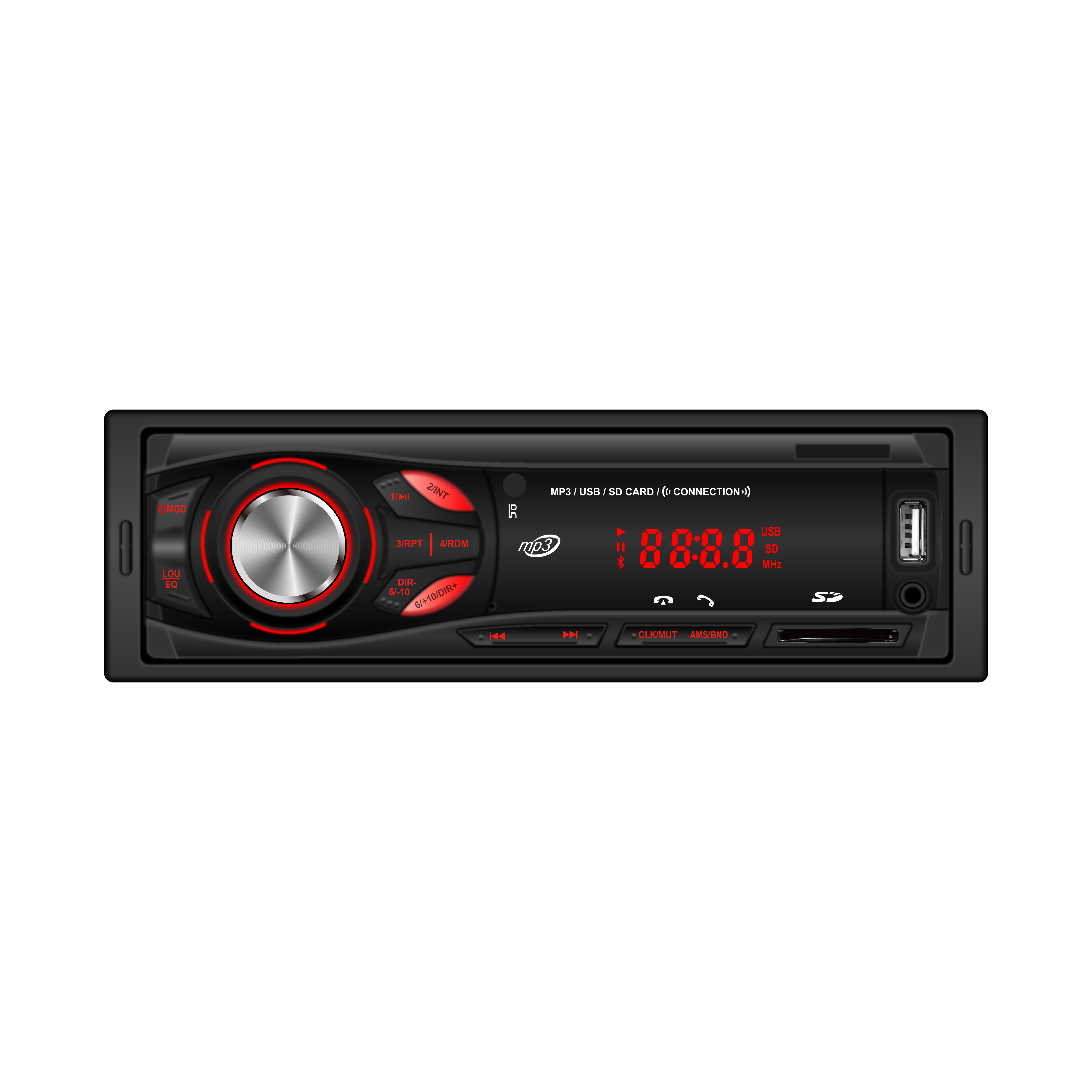 Универсальный автомобильный mp3-плеер 1 din с USB/TF/AUX/Bluetooth/FM-радио