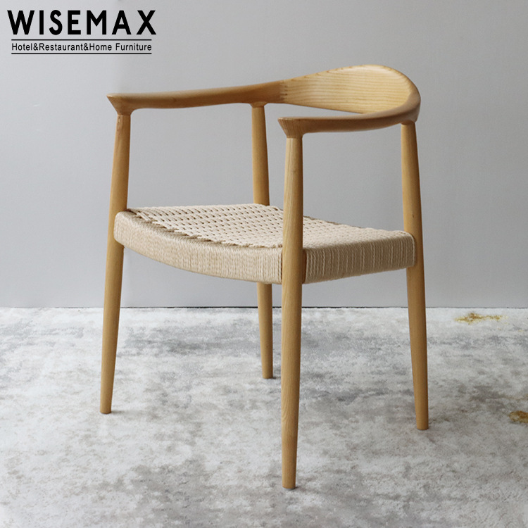 Мебель WISEMAX из ясеня, обеденный стул, стул для ресторана из массива ясеня, президент Ханса Вегнера, стул с плетеным веревочным сиденьем