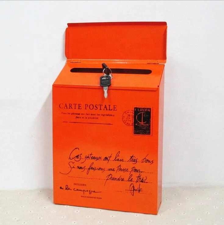 Metal Mailbox With Lock Wall Suggestion Box Coffee Shop Decoration Wedding Bar Postbox Letter Mail Box Home Decoration