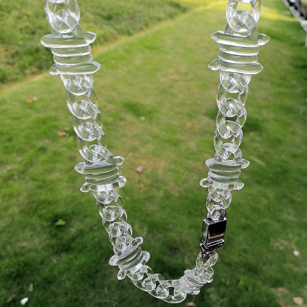 New Fashion Hyperbole Transparent Man Necklace Punk Iced Thorn Barbed Wire Acrylic Resin Chokers Necklace Party Jewelry Cool