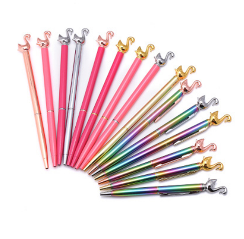 New multi-color women fashion Swan metal ballpoint pen,Creative hot sales ball pen custom gifts
