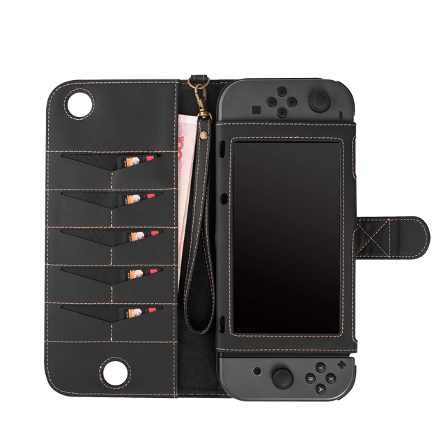 Кожаный чехол-книжка с держателем для карт и подставкой для nintendo switch