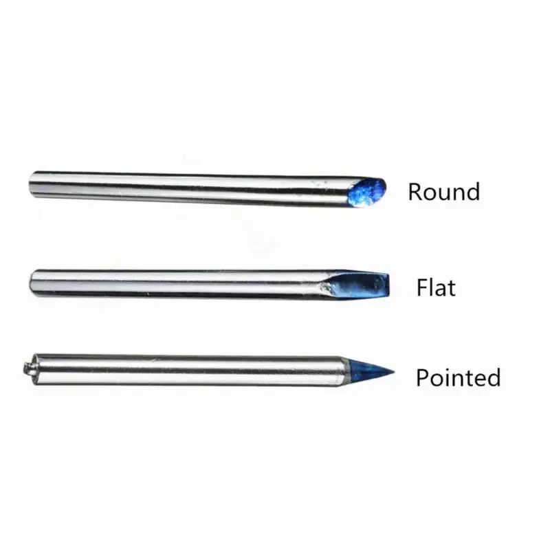 High Quality Silver Pointed Round Flat Soldering Iron Tips Replaceable 5mm Shank Dia For 40W Electric Solder Irons