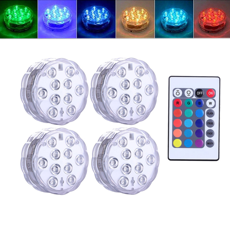 IP68 Waterproof Multi Color Submersible LED Lights Underwater Night Lamp Tea Light Vase Bowl Party Wedding Christmas Decoration