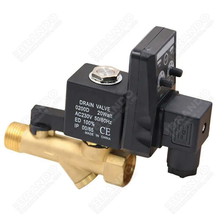 1/2 Inch COMBO Air Compressor Auto Drain Solenoid Valve With Electronic Timer 24V DC 220V 230V AC For Air Dryer Receiver Tank