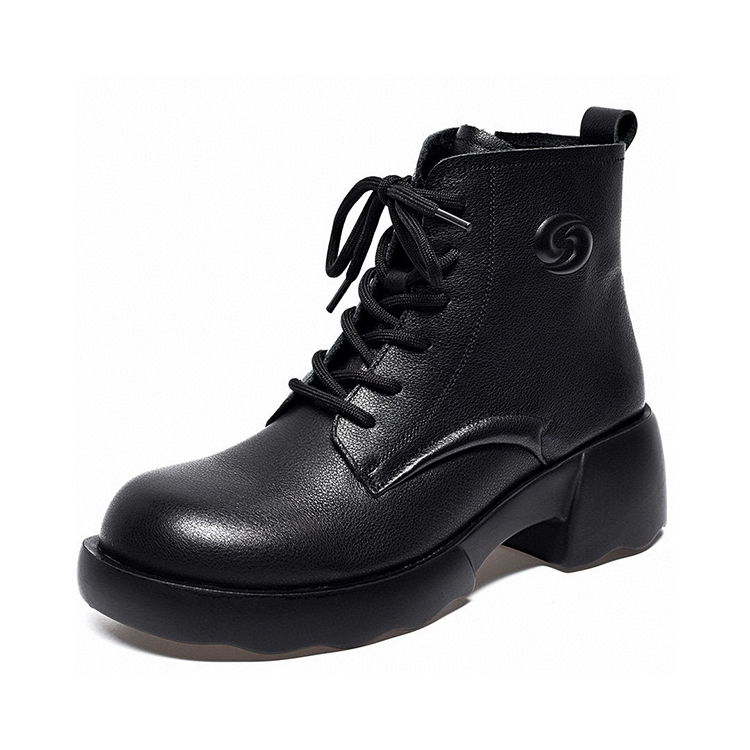 Genuine Leather Luxury Platform Femmes Winter Knee Boots Side Zipper Women'S Half Boots