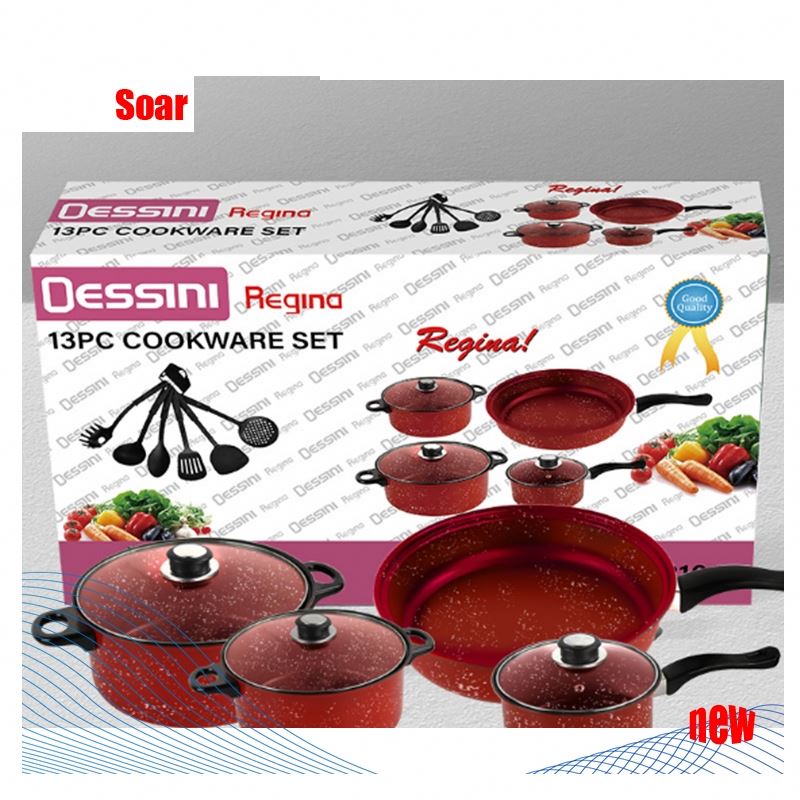 Oessini Regina 13 Pcs Popular Pans Sets Cooking Kitchen Ware Non-Stick Non Stick Cookware Set