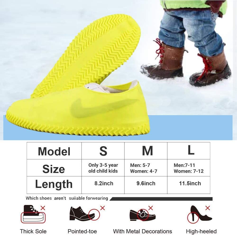 Waterproof Shoe Covers  Non-Slip Overshoes Silicone Rubber Rain shoes silicon Cover Protectors for Kids  Men  Women