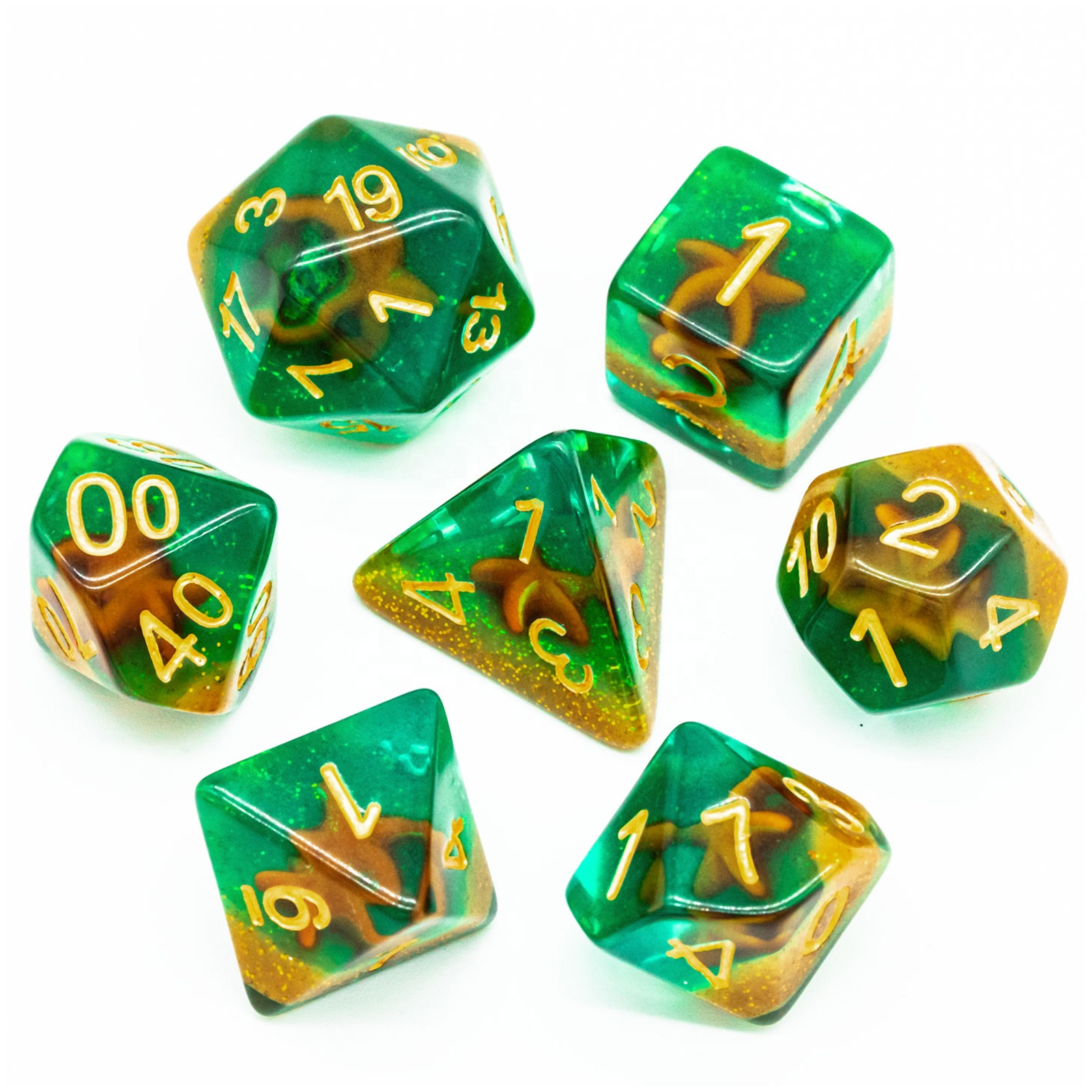 Udixi Beach&Starfish Polyhedral Dice Set for Dungeons and Dragons DND RPG