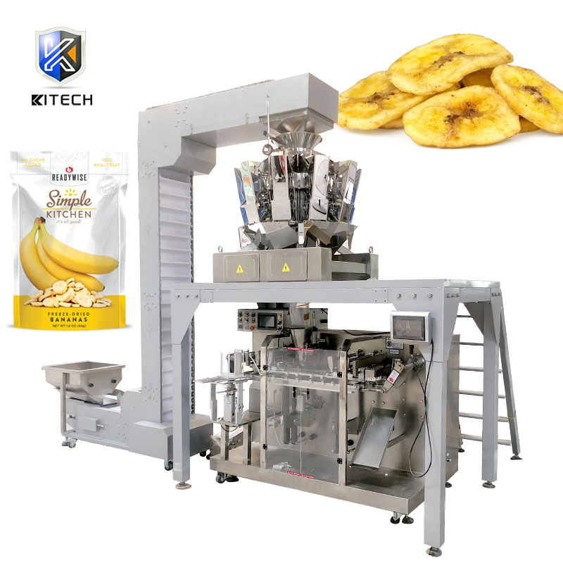 New Automatic calculate pouch stand up bag Dried banana zipper bag Packing machine with reliable