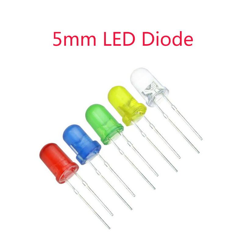 F5 5mm LED Diode Diffused Red Yellow Blue Green White Orange Short/Long Pin