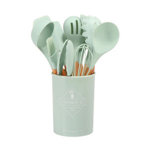 Hot Sale 12 pcs kitchenware silicone cooking kitchen utensil set with wooden handle