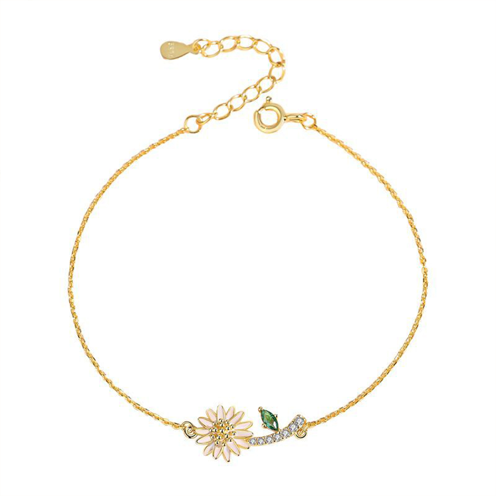Simple Temperament Fashion Hand Chain Daisy Women 925 Jewelry Italian Sterling Silver Bracelet